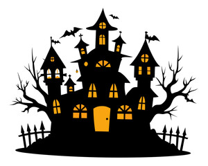 haunted houses   simple   silhouette vector,on white background