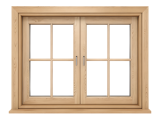 Closed wooden window isolated on transparent background
