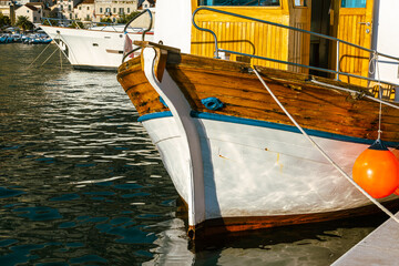 Amazing beach with boats on  azure sea in Makarska Riviera, Dalmatia region of Croatia.