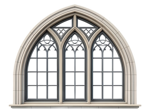 Gothic style window isolated on transparent background