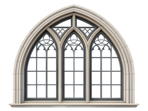 Gothic style window isolated on transparent background