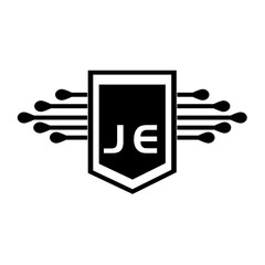  JE creative circle letter logo concept. JE letter design.