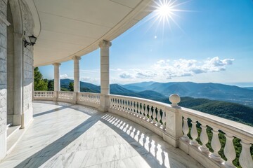 Mountain View From Elegant Balcony During Sunny Daytime