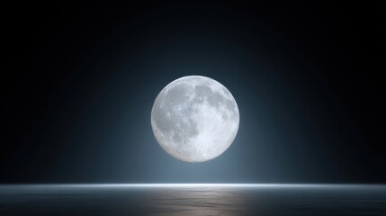 Fototapeta premium Majestic Full Moon Over Serene Ocean at Night with Soft Lighting