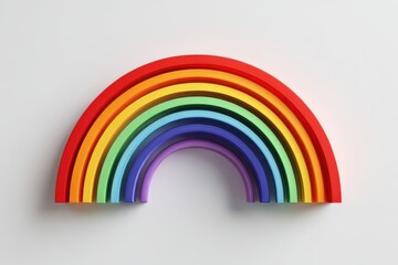 Fototapeta premium Colorful Rainbow Arc Made of Soft Toy Materials on White Background
