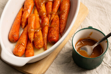 Rustic carrots with homemade sauce wholesome vegetarian family meal