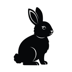 A simple black rabbit design with elegant features a striking silhouette