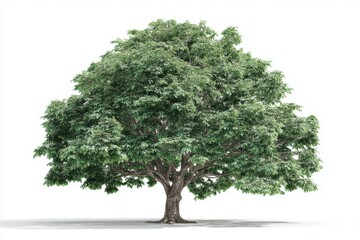 Lush Green Tree Isolated on White Background for Nature Themes