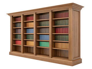Wooden bookcase isolated on transparent background