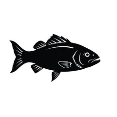 Detailed black fish illustration showcases a striking aquatic creature silhouette