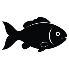 A simple black fish design side view with elegant curves silhouette