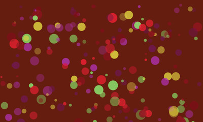 Abstract background with colorful circles on a dark brown backdrop