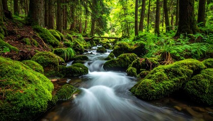 Naklejka premium Lush forest stream (2)