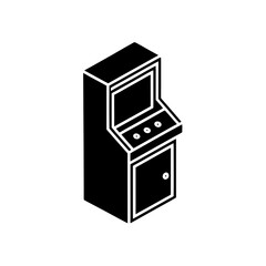A classic arcade cabinet on transparent background silhouette