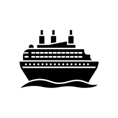 Obraz premium Silhouette of cruise ship on transparent background
