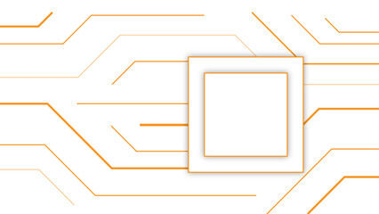 Abstract futuristic circuit-inspired background featuring glowing orange linear connections. Electronic pathways or a digital network, high-tech, modern, and innovative minimalist style.