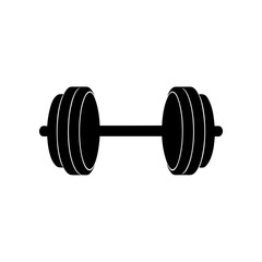 A simple black dumbbell on transparent background silhouette