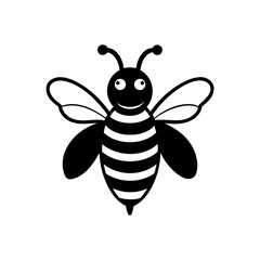 Cartoon striped honey bee on transparent background silhouette