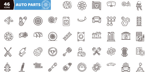 Auto Parts and Service Icons - Automotive and Repair Vector Collection