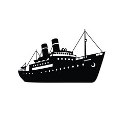 Obraz premium Vintage ocean liner with smokestacks a classic maritime vessel silhouette