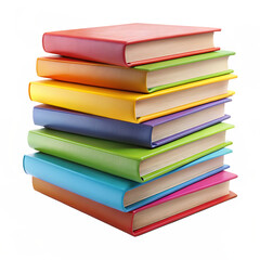 Stack of colorful books isolated on white background.png