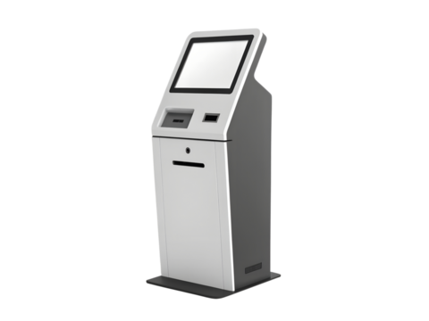 Modern self service kiosk isolated on transparent background