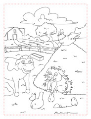 A Playful Piglet in the Mud Coloring Page: Peek-a-boo Fun