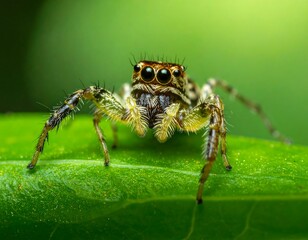 Close-up of a jumping spider on a leaf