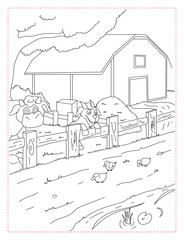 Ducklings Marching with Their Mother Coloring Page: A Cute Farm Scene