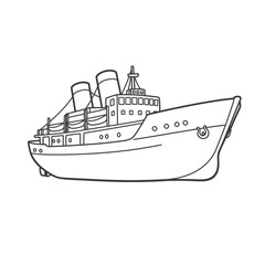Obraz premium Vintage steamship illustration with detailed smokestacks a classic nautical silhouette