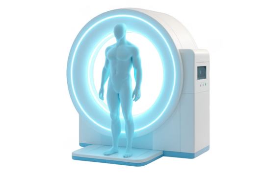 Modern MRI scanner with human