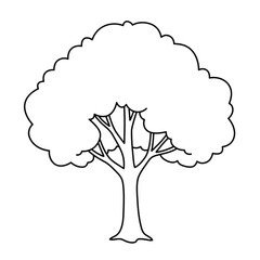 Simple drawing of a leafy tree with detailed branches black silhouette
