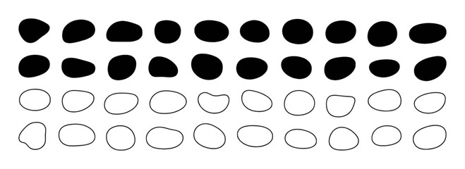 Collection of Abstract Organic Shapes in Black and White