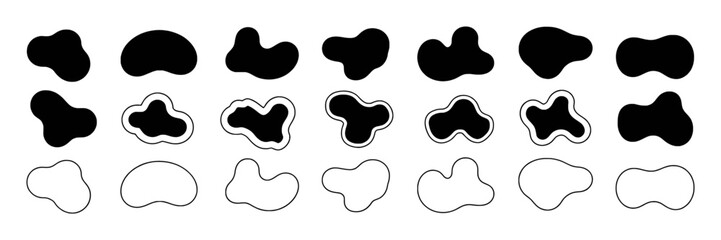 Collection of Abstract Organic Shapes in Black and White