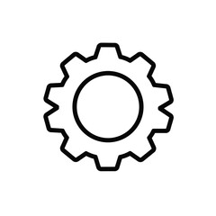 Simple black and white gear illustration with a bold outline silhouette