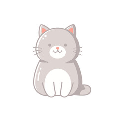 Obraz premium Cute Minimalist Vector Cat Sitting Illustration