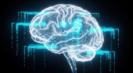 Abstract glowing brain network for machine learning and AI