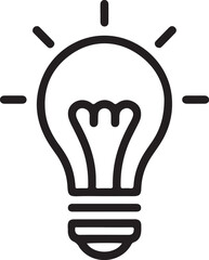 Simple outline of a light bulb glowing brightly