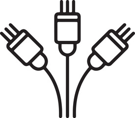 Three audio video cables connected together icon