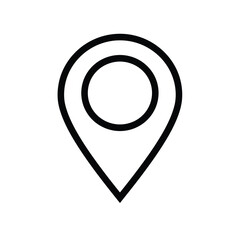 Simple black and white location pin icon with a clean silhouette