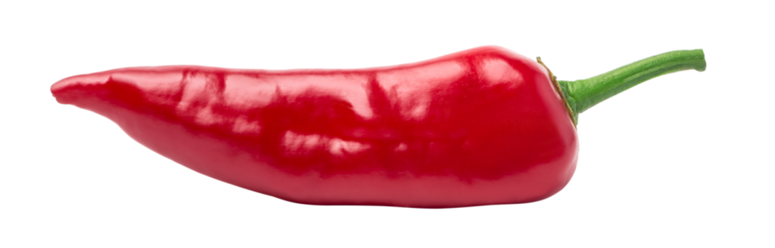 Fresh red chili pepper isolated on transparent background