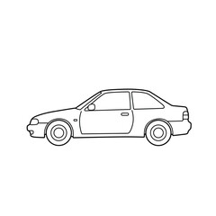 Simple line drawing of a classic sedan automobile silhouette