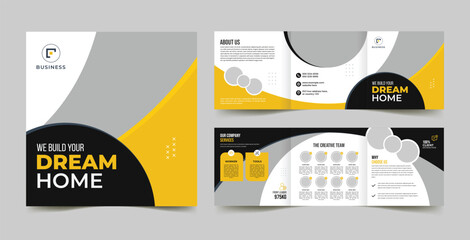 construction square trifold brochure template. square brochure design