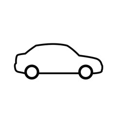 Simple black and white outline drawing of a passenger car silhouette