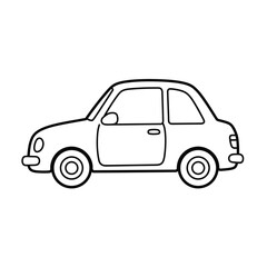 Simple black and white illustration of a classic car design silhouette