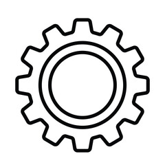 Simple black and white gear illustration with a striking outline silhouette
