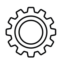 Simple black and white gear illustration with a distinct outline silhouette