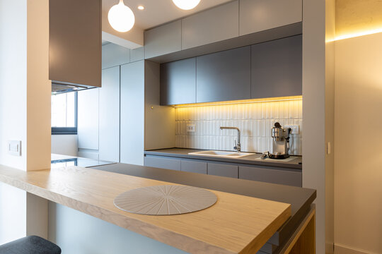 Kitchen countertop in modern apartment