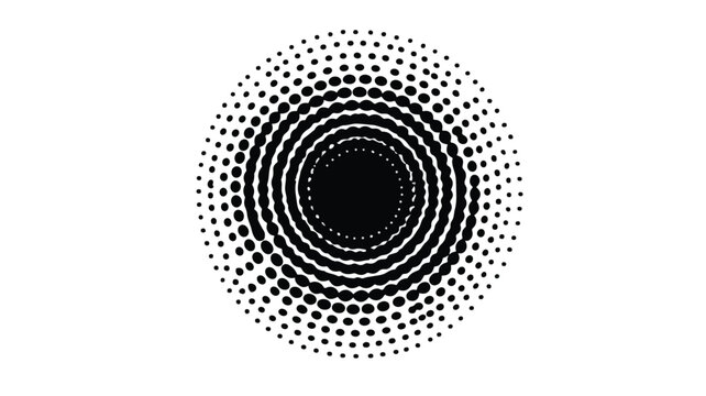 Elegant Abstract Black Dot Circle Icon with Halftone Dots - Professional Adobe Stock Photo