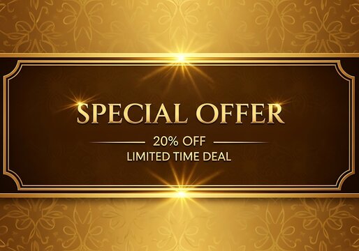 Special offer 20 off limited time deal golden background